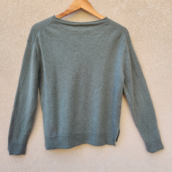 MAGASHONI Women's Sweater Large Green 100% Cashmere Quiet Luxury Lightweight - Picture 4 of 8